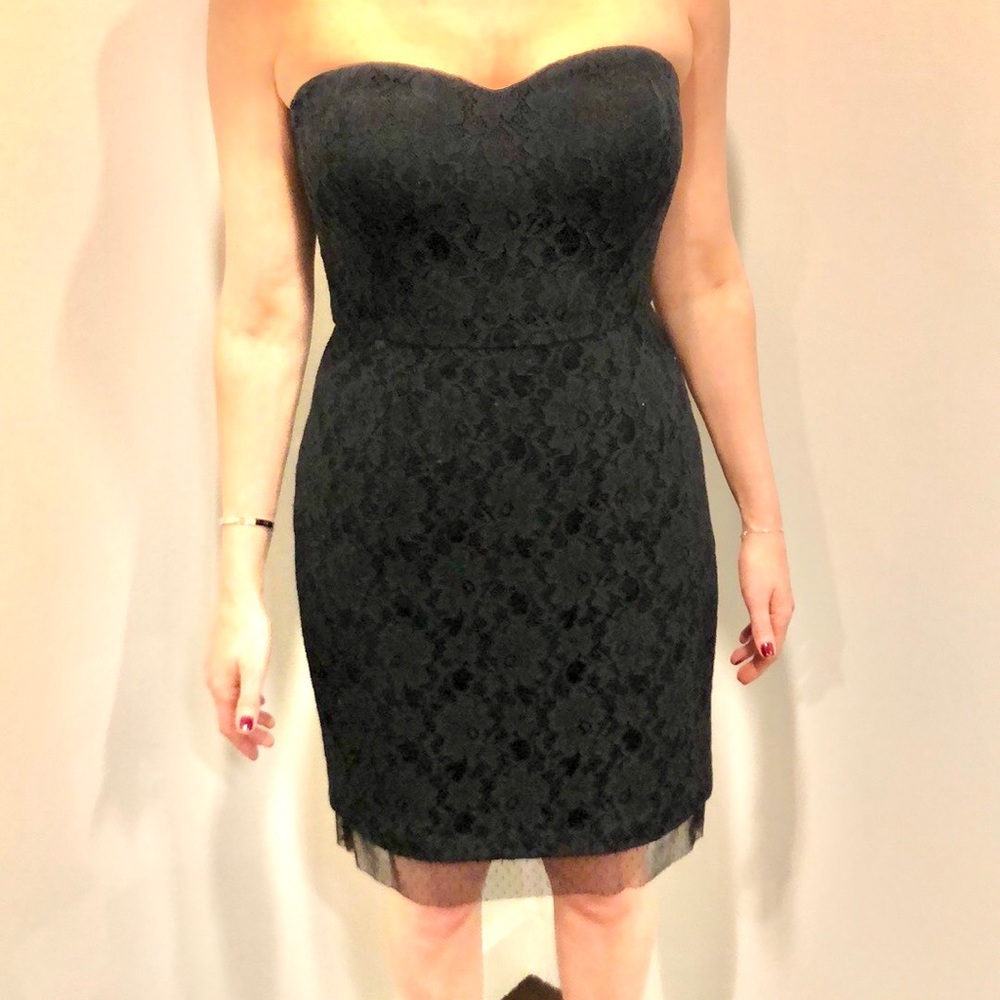 BCBG Strapless Lace Black Cocktail Dress